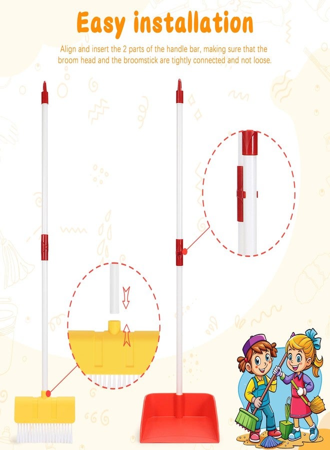 LIMIROLER Kids Cleaning Toy Set Toddlers Broom Dust Pan Set for Housekeeping Pretend Play Cleaning Set, Cleaning Toys Gift for Toddlers Girls Boys Age 3-6 Years Old (2PCS - Red and Yellow Set) - Image 4